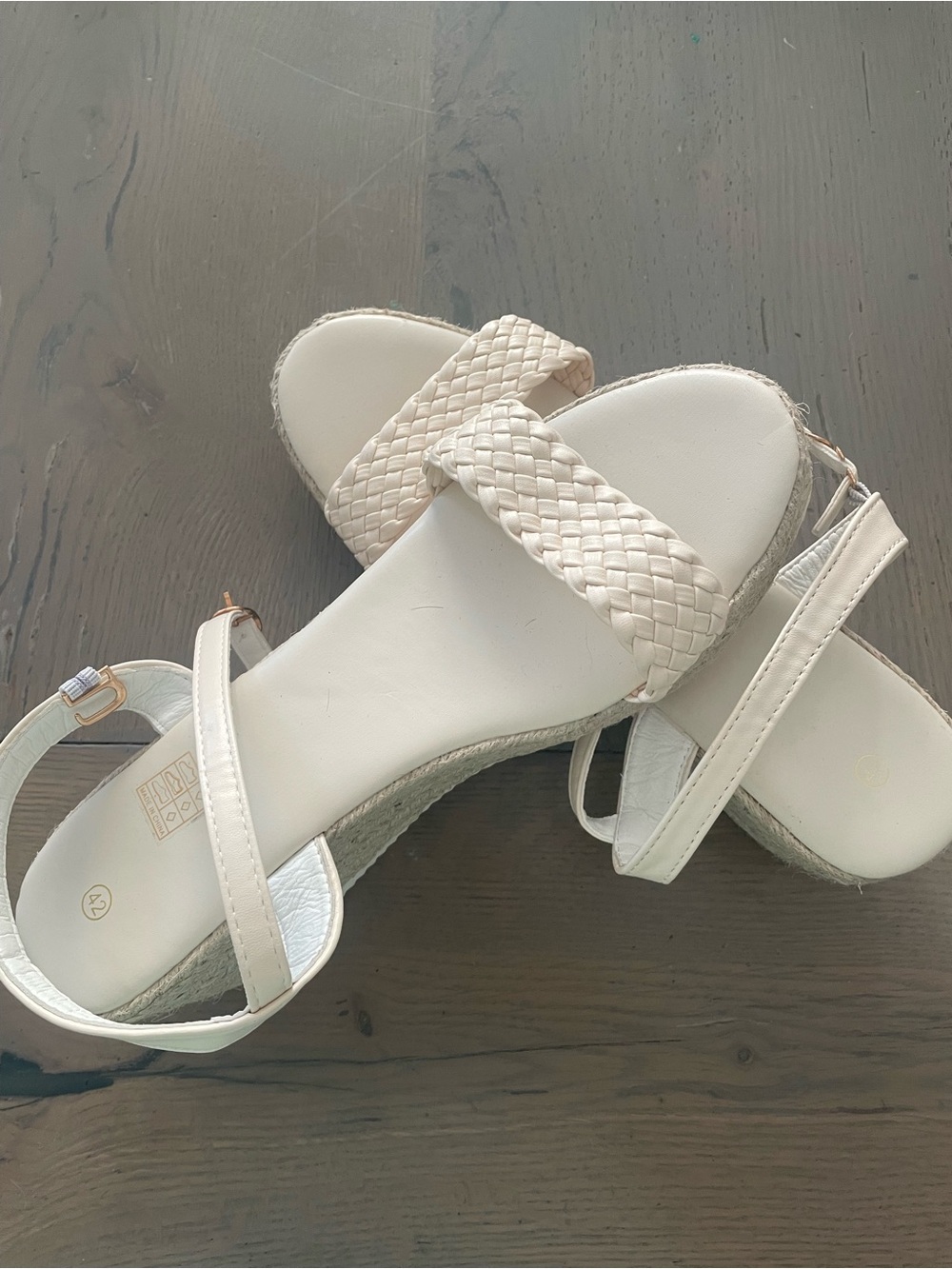 Women's Cream Braided Strap Sandals